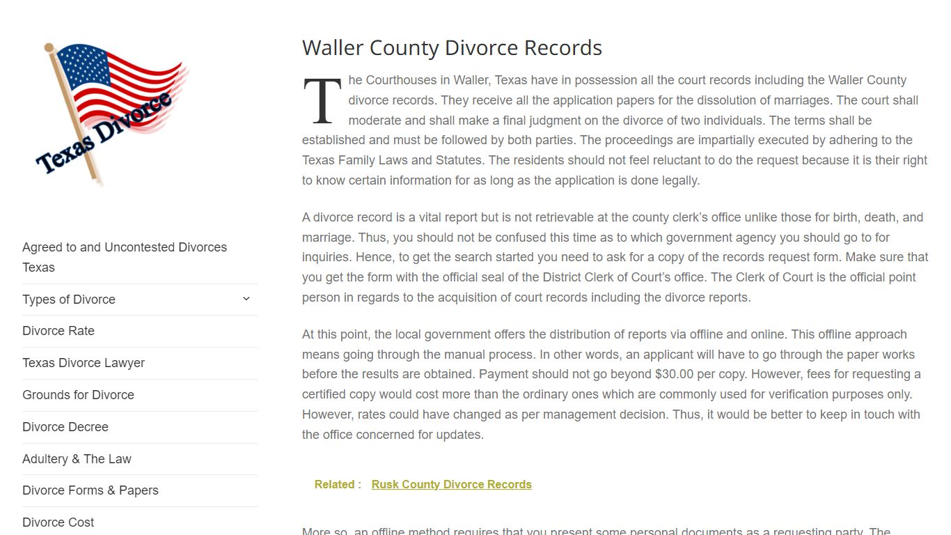 Waller County Divorce Records – Divorce in Texas